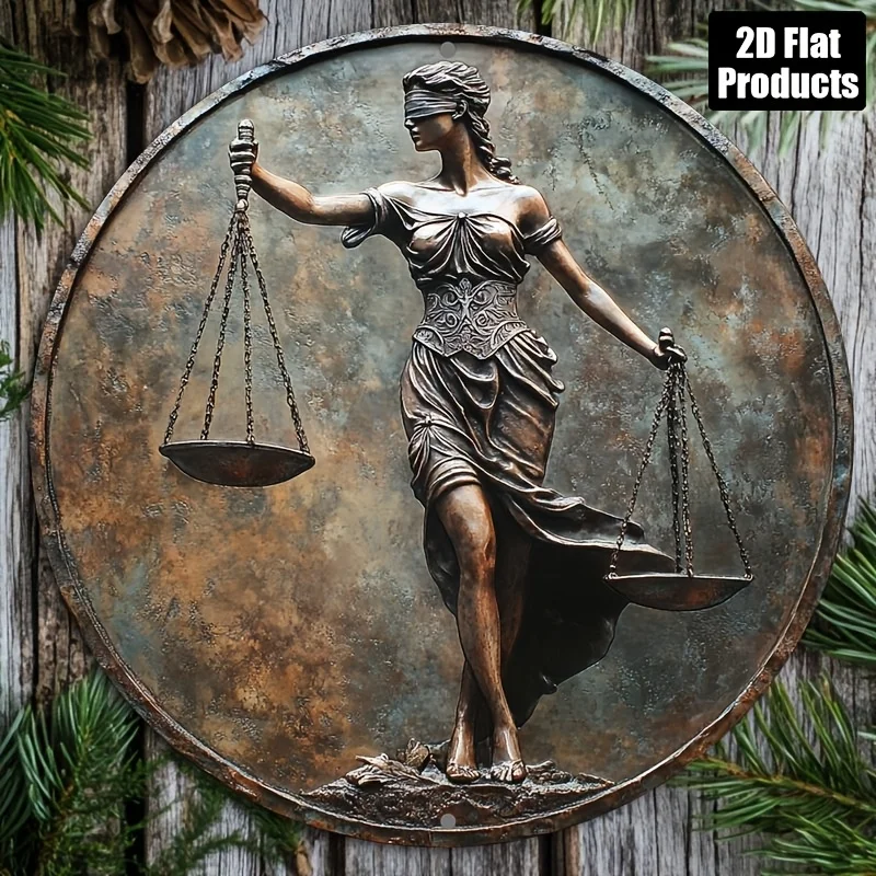 

-Themed Round Aluminum Wall Plaque- Rustic Metal Decor for Home, Office, Bar, Cafe - Ideal Holiday Gift, Metal Wall Art Deco