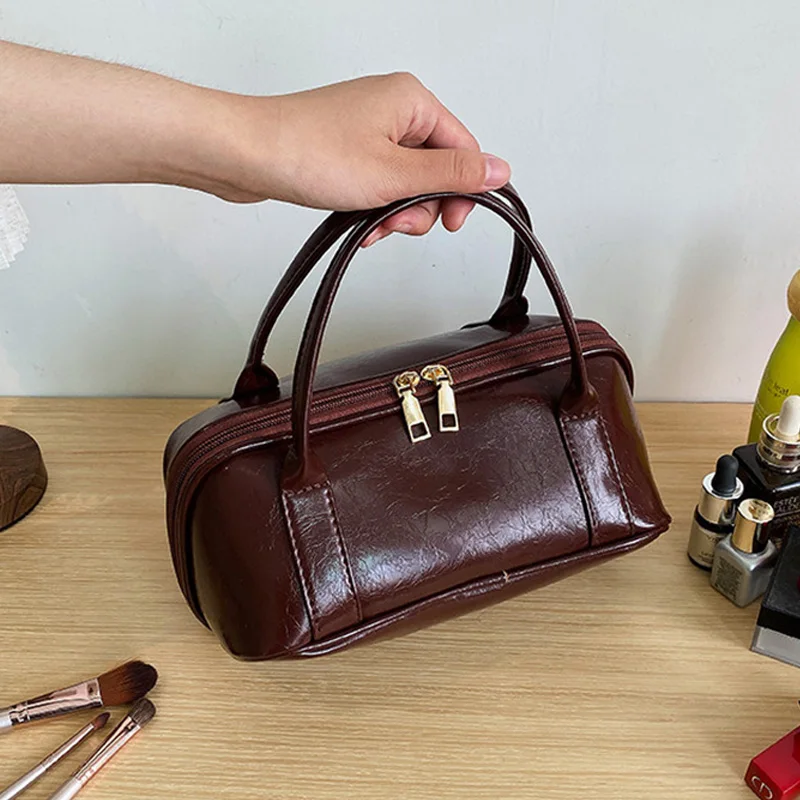 

Портативная косметичка большой вместимости для женщин, новая дорожная сумка для хранения уходовой косметики, водонепроницаемая сумка из ПУ, косметический мешочек ﻿