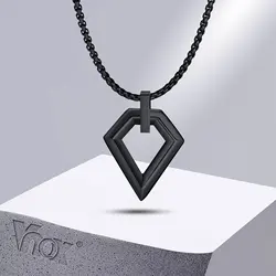 Vnox Simple Geometric Necklaces for Men Boys, Stainless Steel Hollow Square Polygon Pendant Collar, Minimalist Gifts Jewelry