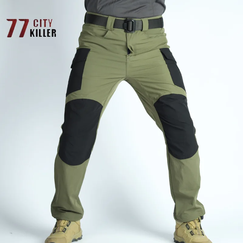 

2024 New Quick Drying Tactical Pants Waterproof Wear Resistant Colored Multi Pocket Cargo Pants Men's Outdoor Sports Trousers