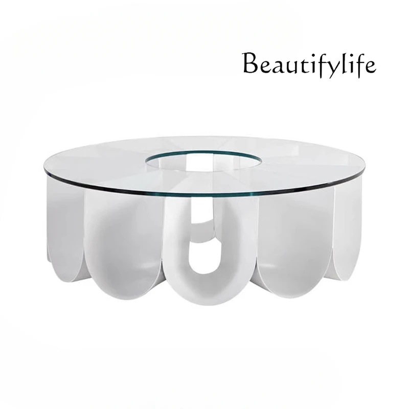 

Nordic modern designer coffee table creative personality living room wave metal coffee table fashion