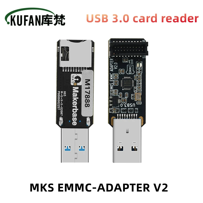 KUFAN MKS EMMC-ADAPTER V2 Upgrade USB3.0 Card Reader Mirror Burning for MKS EMMC Module Micro SD TF Card 3D Printer Accessories