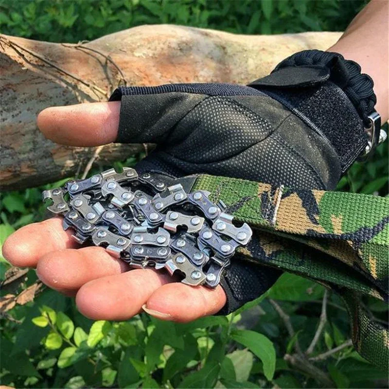 Imagem -06 - Serra de Arame Reforçada para Sobrevivência ao ar Livre Corrente de Mão Serrar para Acampar Caminhadas Aventura Aço Manganês Bushcraft Tool