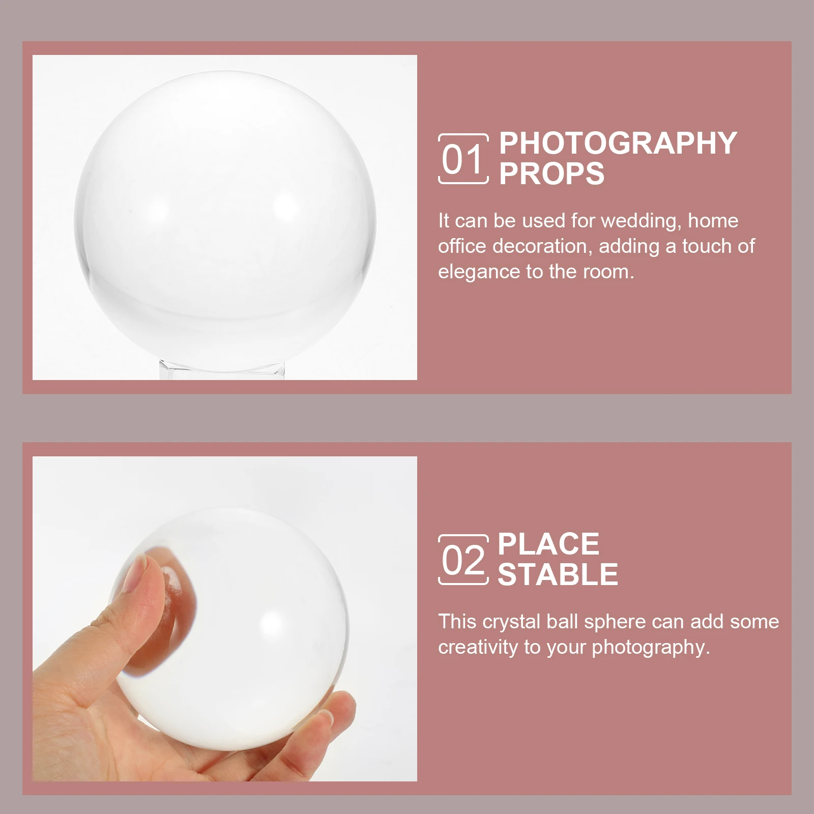 

8Cm Crystal Sphere Solid Transparent Ball for Photography Prop Decorative Art Object Feng Shui Collection Display Item Gift