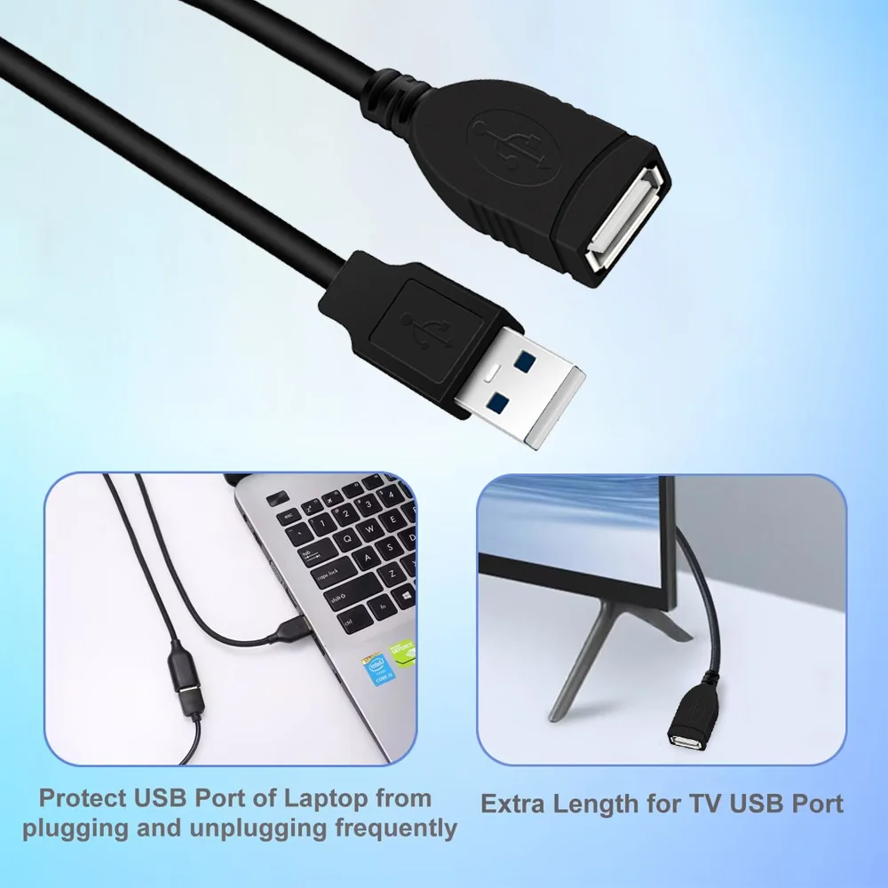 ZOGUO-USB A macho para fêmea cabo de extensão, USB 2.0, cabo adaptador, 480Mbps, webcam, câmera, telefone, hub USB, mouse, teclado, impressora