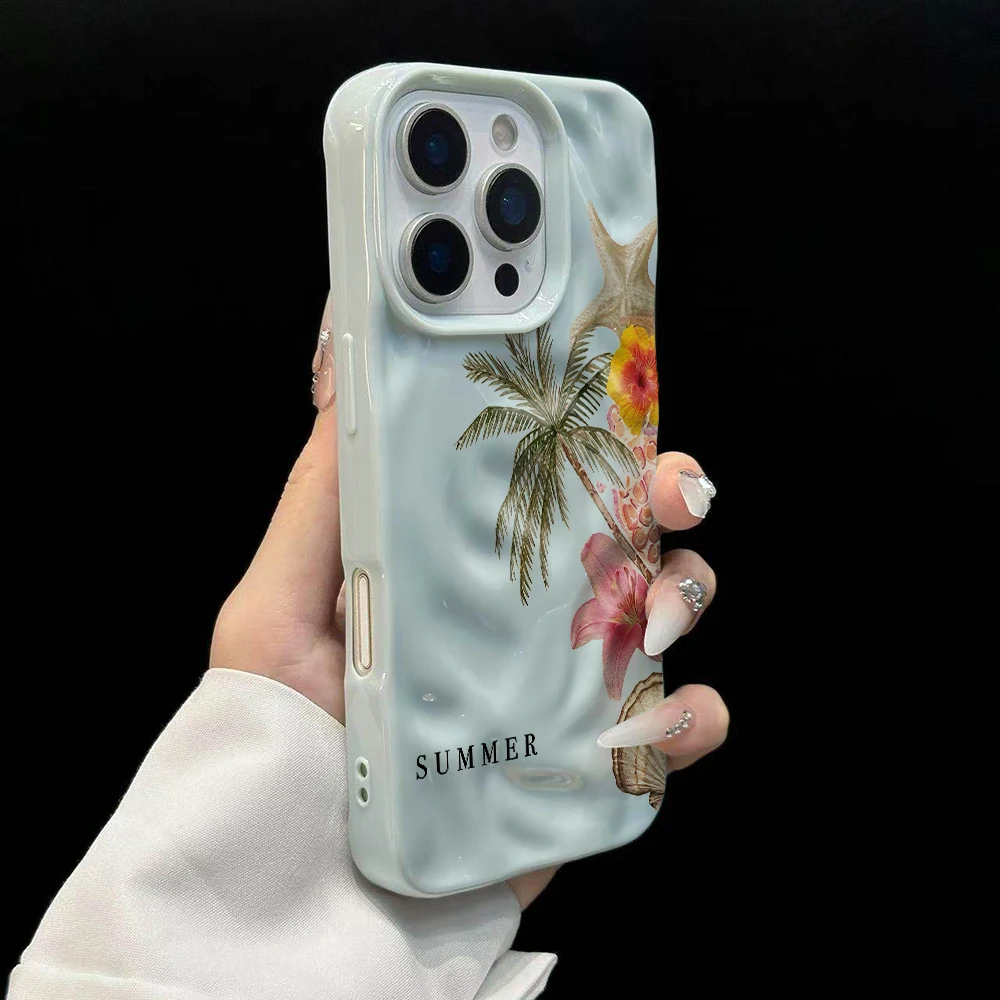 Sommerliche Küstenästhetik Handyhülle für iPhone 17 16 15 14 13 12 11 Pro Max 14 Plus 17 Air Falten-Wellen Weiche Silikonhülle – Detail 10