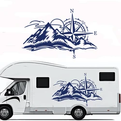 Pegatina grande de brújula de montaña, calcomanía de vinilo para autocaravana, coche, aventura, viaje, explorar, camión