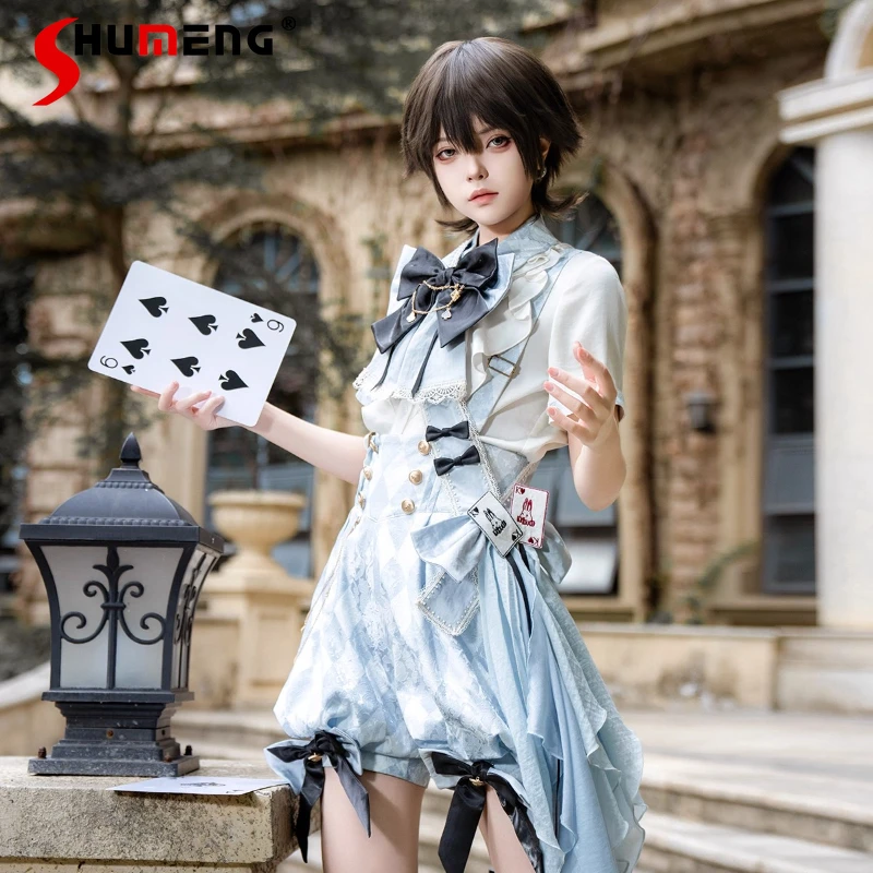 

Original Lolita Cosplay Prince Costumes 2025 Girls Sweet Cute Short Sleeve Shirt Plaid Strap Shorts Ribbon Set Lolita Collection
