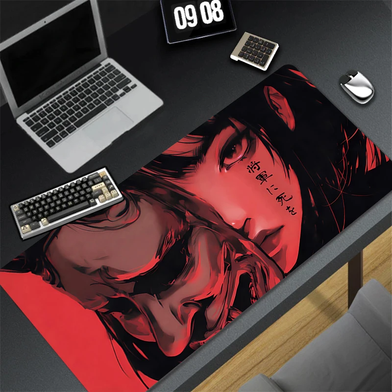 

1Pcs Mouse Pad Extended Gaming Mousepad Laptop Devil Oni Mask Anime Desktop Mat With Stitched Non-Slip Rubber Base Keyboard Pad