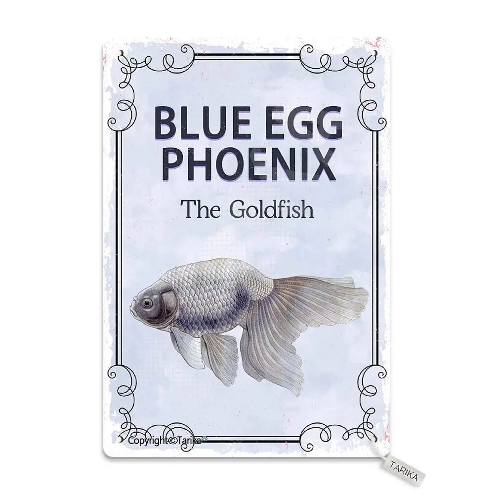 Blue Egg Phoenix The Goldfish 20X30 cm Tin Vintage Look Decoration Plaque Sign for Home Kitchen Bathroom Farm Garden Garage Insp