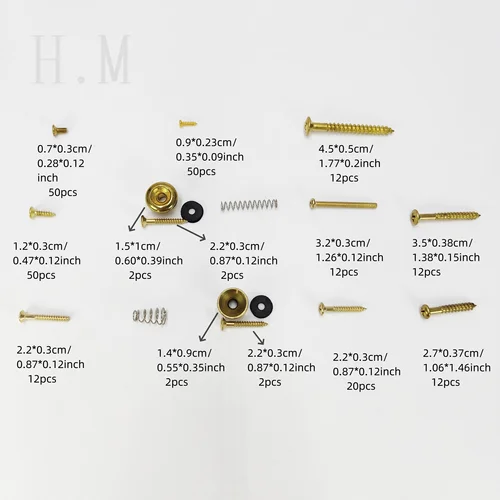 Imagen 2 del producto 266 unids/caja tornillo de guitarra juego de hebilla de correa accesorio de instrumento tornillos de guitarra eléctrica herramientas Luthier DIY accesorio de guitarra
