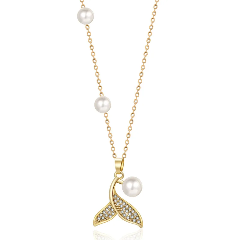 Collar de acero de titanio, collar de clavícula, collar de cola de pez para mujer, moderno y versátil.