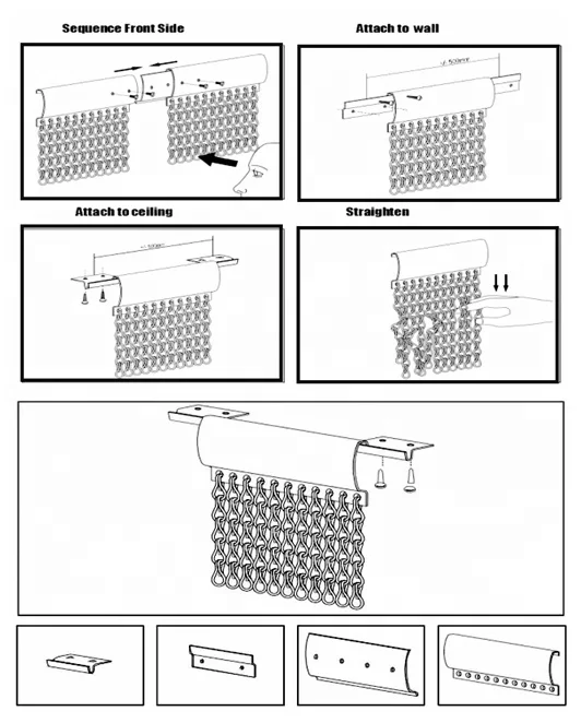 ม่านกันยุงแบบแขวน ทำเองได้ ตกแต่งด้วยตาข่ายลวดอะลูมิเนียมสีทองถักแบบจีบ มีห่วงตาไก่ พร้อมสปริง