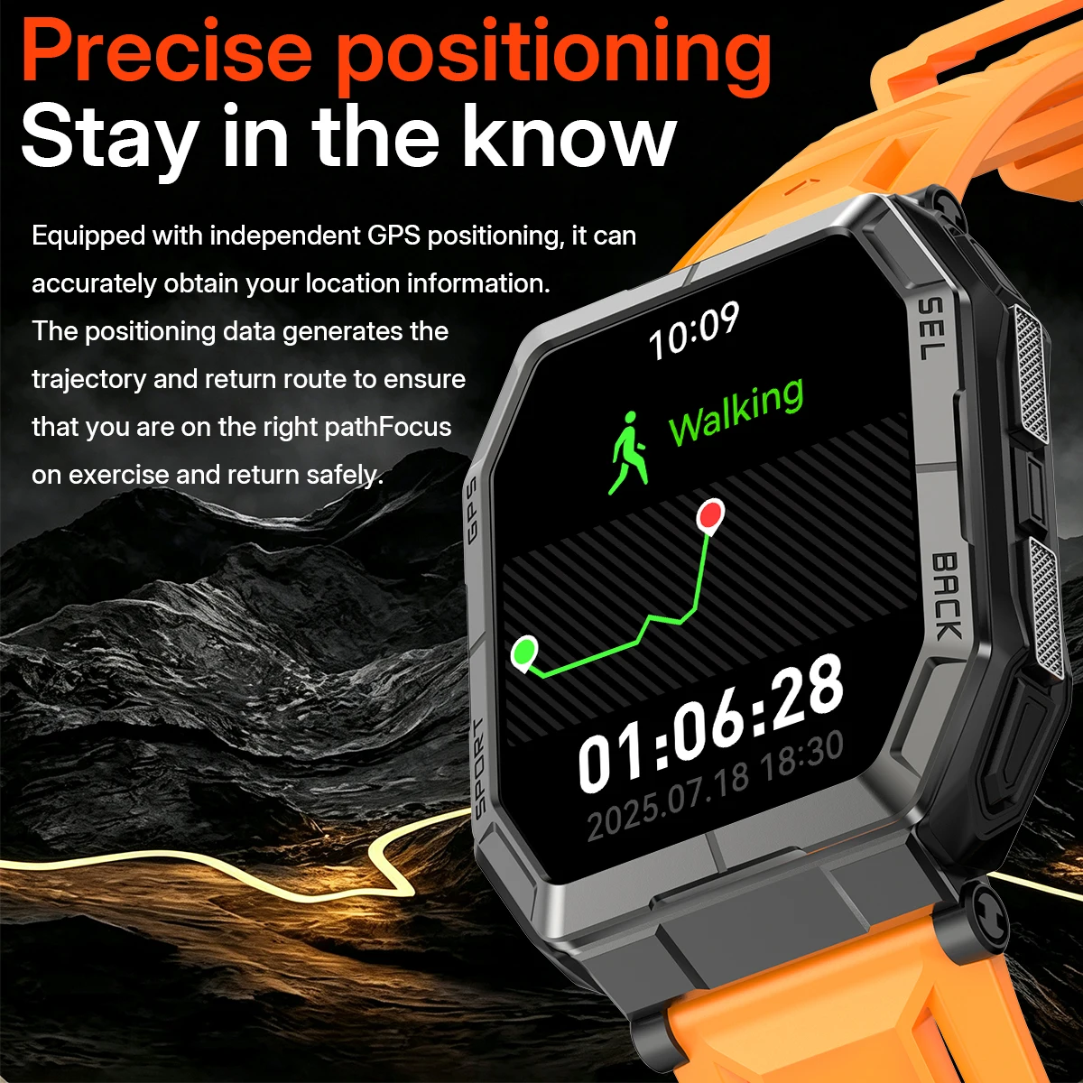 LIGE GPS Smart Watch 1000mAh Battery MULTI-BAND GNSS Compass Altimeter Barometric 170+ Sports Waterproof 1.95