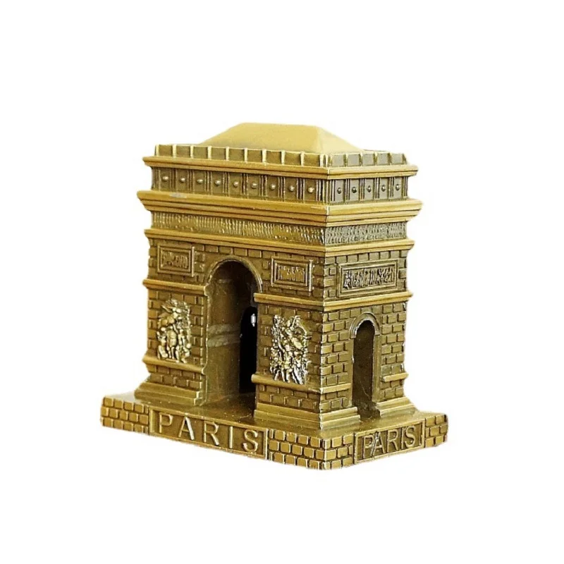 Simulated Metal Arc De Triomphe Model Paris France Landmark Ancient Building Tourist Souvenir Home Decor Furnishing Article Gift