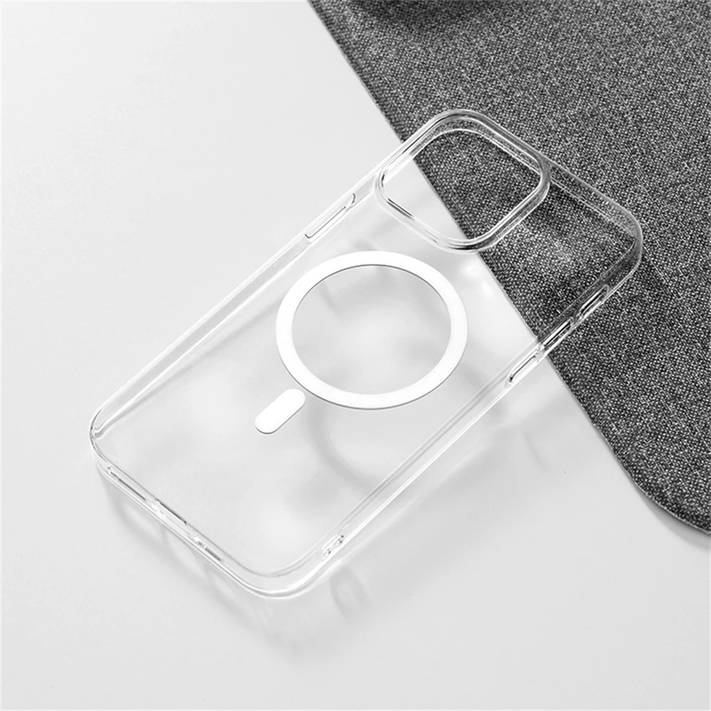 Ultra cienkie, twarde, przezroczyste etui magnetyczne PC HD do iPhone\'a 16 15 14 13 12 Pro Max Plus Magsafe Wireless Charge Clear Back Cover