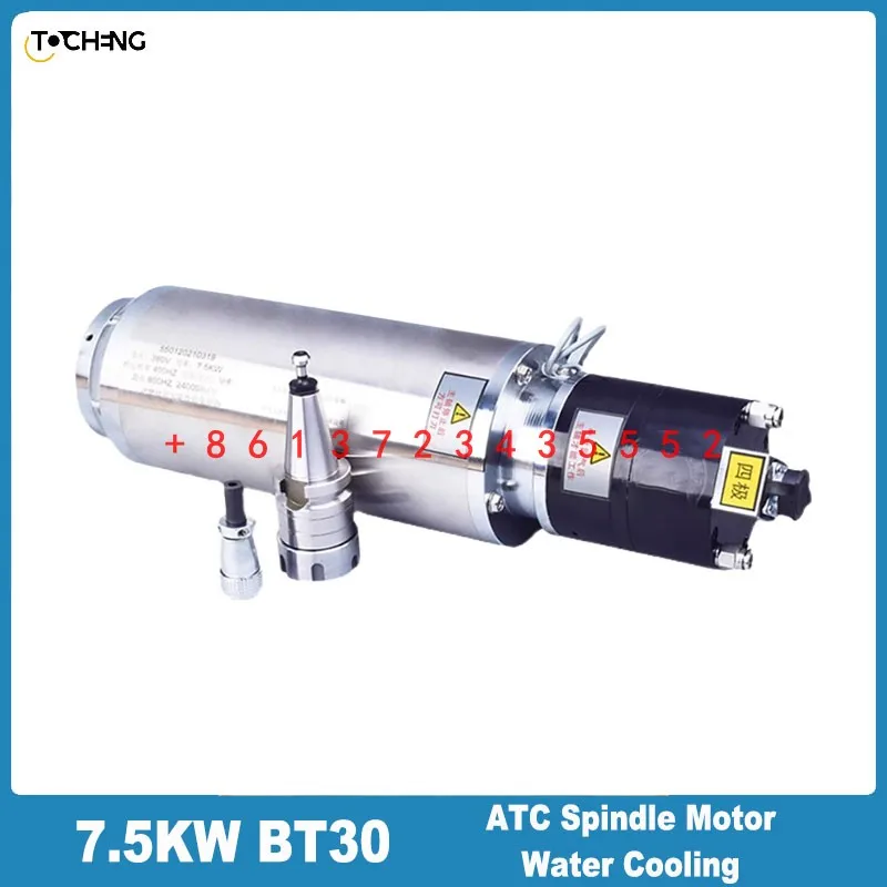 NEW 7.5KW BT30 Automatic Tool change Spindle Pneumatic Water Cooling Spindle Motor ATC 220V 380V For Engraving Milling Metal