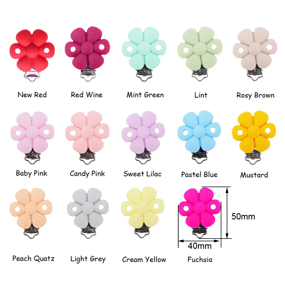 10 個カラフルな花の形のシリコーンおしゃぶりクリップおしゃぶりおもちゃ看護赤ちゃん DIY おしゃぶりダミーホルダーチェーン幼児用