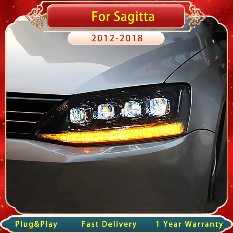 Car Head Light For Volkswagen Sagitar 2012-2018 Dynamic Full LED Blue Starter Eight Matrix Lens DRL Head Light  Assembly