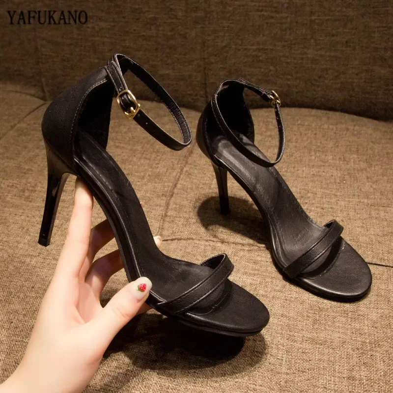 2024 Women Pumps Sandals Ankle Strap Shoes For Sexy Peep Toe Heels Sandals Party Wedding Woman High Heels Luxury Black