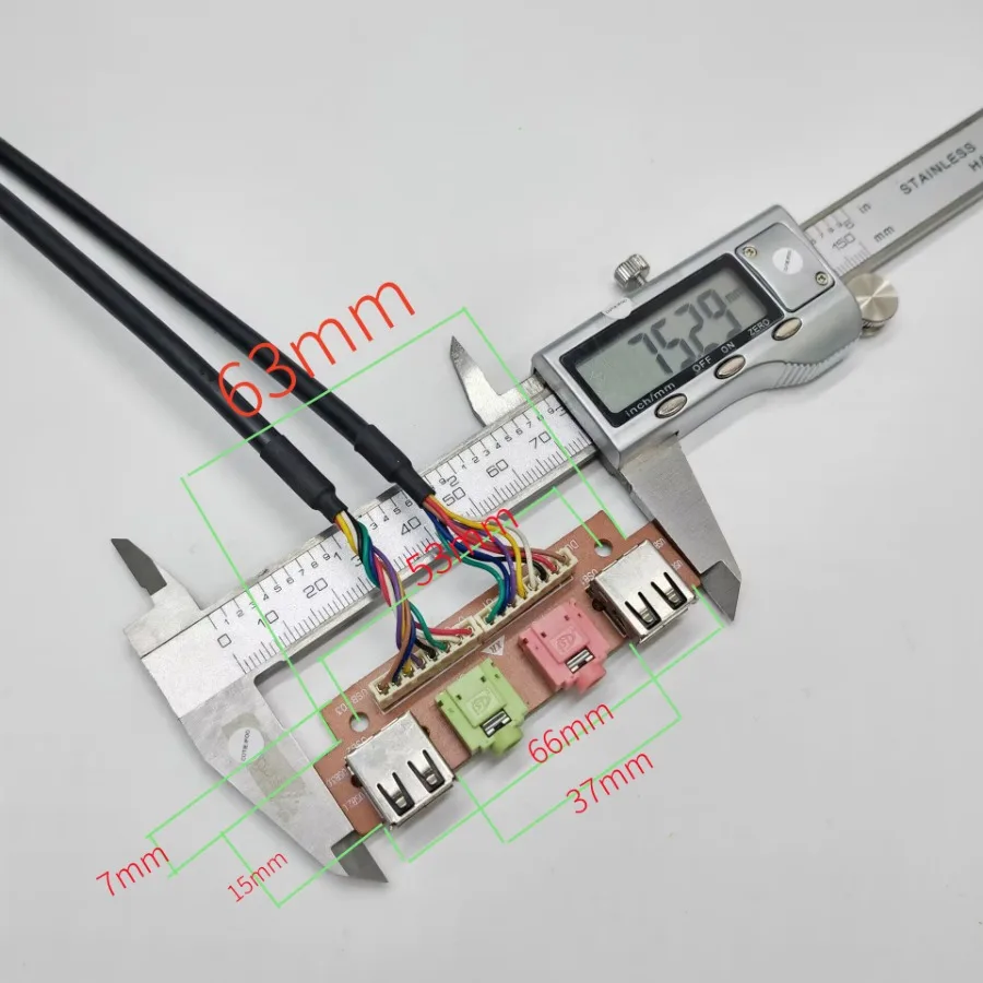 2-Port Dual USB 2.0 9Pin 3.5mm HD Audio Interface Motherboard I/O Extension Cable Host Case Chassis Front Panel 75x22mm