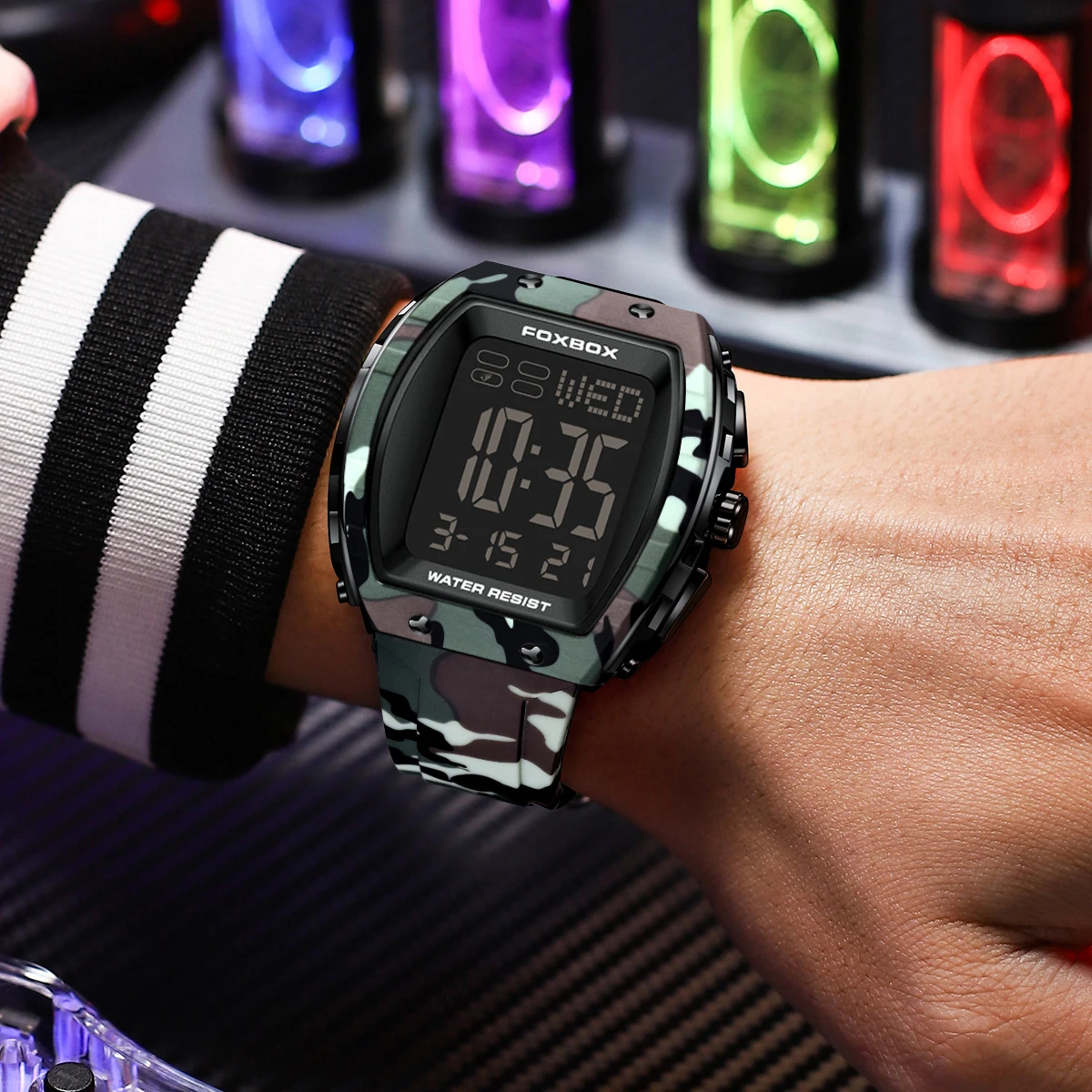 Nuovi orologi militari di lusso di marca FOXBOX originali per uomo Orologio cronografo sportivo in silicone moda Orologio da polso digitale impermeabile