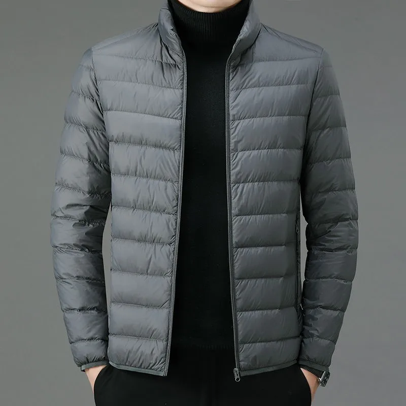 

Легкая стеганая хлопковая куртка, мужская осенне-зимняя теплая повседневная верхняя одежда с воротником-стойкой и капюшоном, спортивная одежда большого размера