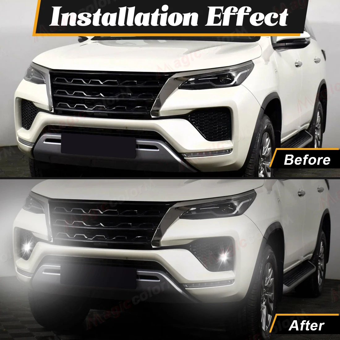 Car Fog Lamp Assembly For Toyota CHR Levin Corolla L XLE Hatchback Yaris Fortuner Hilux Revo 2019 2020 2021 2022 Headlight White view 5