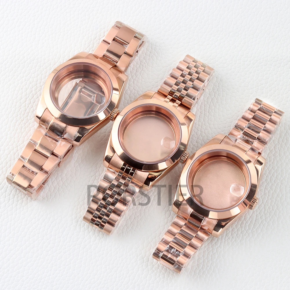 

36/39mm Pvd Rose Gold NH35 Watch Case Sapphire Glass Glass Presidential/Jubilee/Oyster Strap for Datejust NH35 NH36 Movement