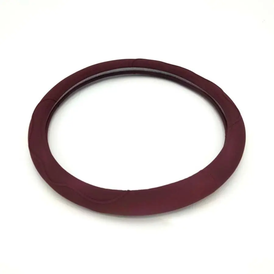 Picture 7: Universal 38cm Car Steering Wheel Cover Burgundy Dynamic Fiber Leather Embossed