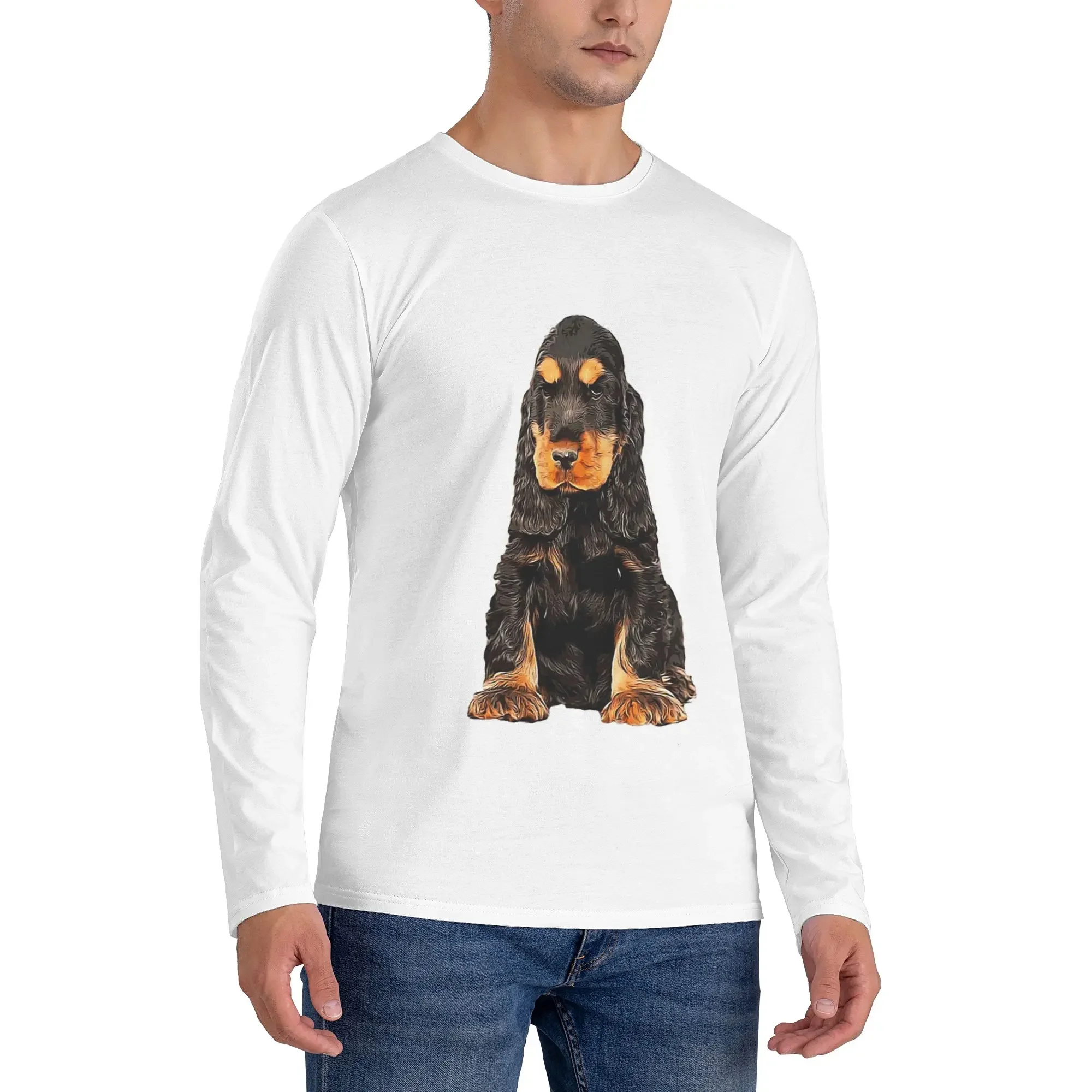 

Cocker Spaniel English Cocker Spaniel Cute Puppy Dog Men's Long Sleeved T-shirt Breathable Round Neck T shirts Men tops