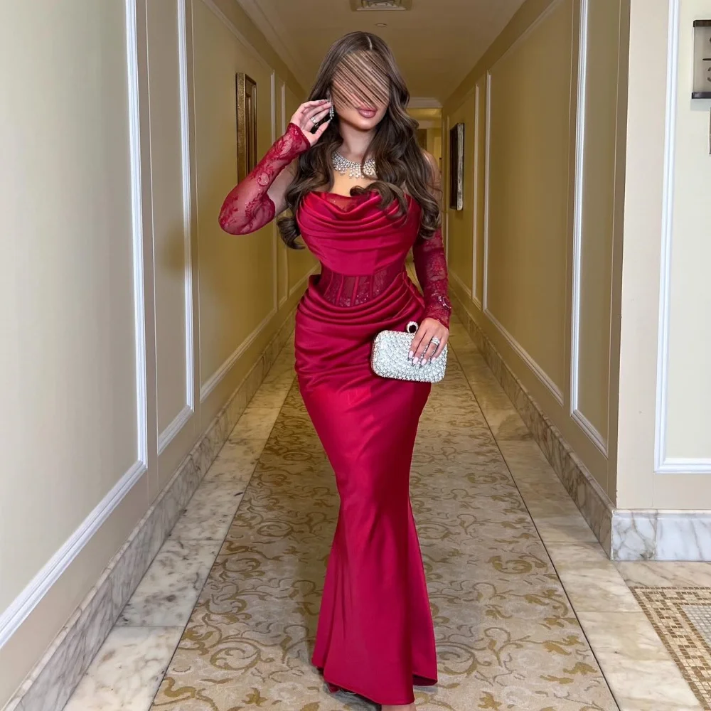 Maßgeschneiderte, passende, sexy, plissierte, drapierte Spitze, Meerjungfrau, trägerlose lange Kleider, maßgeschneiderte Kleider für besondere Anlässe, Größen erhältlich, Pastrol