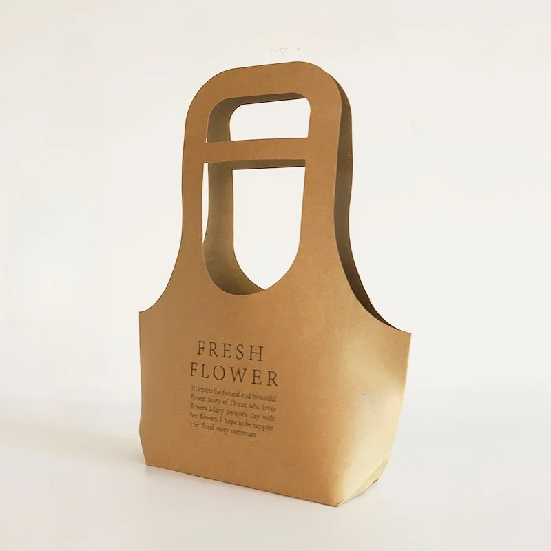 5PCS Holiday Letter Flower Tote Bag Kraft Material Briefcase Tote English Flower Shop Flower Gift Bags