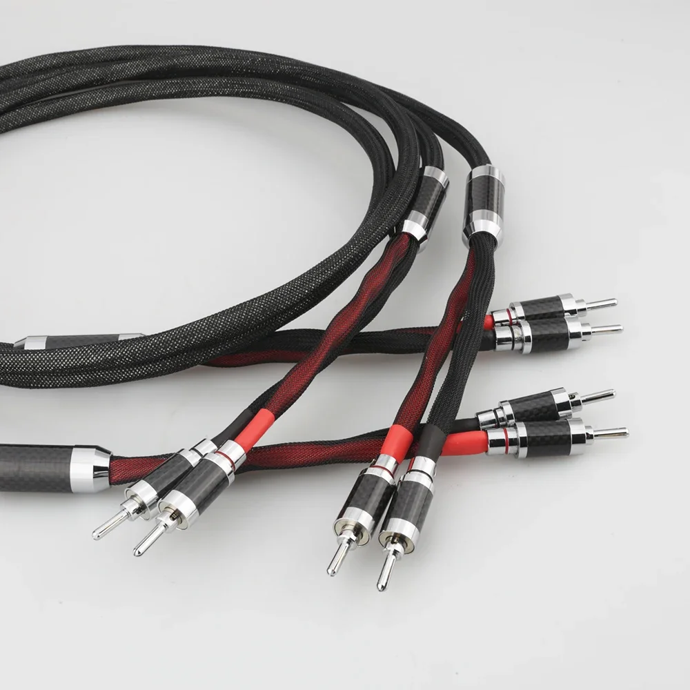 Audiocrast SCSION AG-Câble haut-parleur en argent massif pur 100%, câble de haut-parleur, prise bêche en fibre de carbone, HIFI, haute qualité