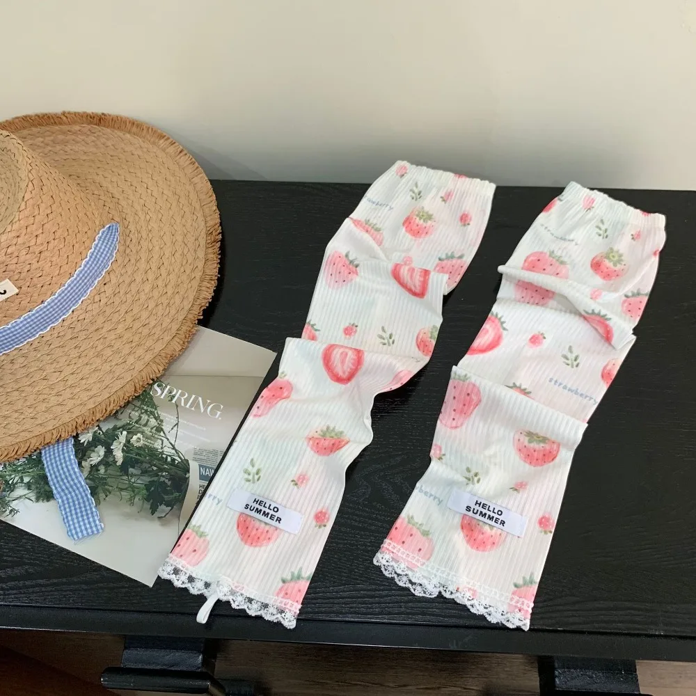 オレンジフルーツ冷却アームスリーブ蝶メロンイチゴ太陽保護スリーブ桃の花スイカアームカバー女の子