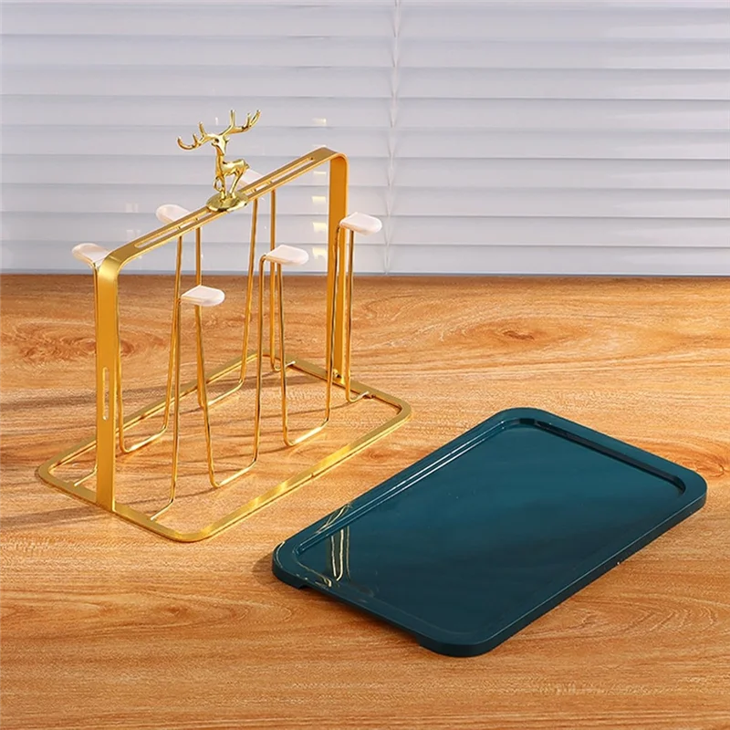 

IALJ-Drainage Functional Drainer Stand,Glass Cup Holder Designs Dining Room Organization Gold
