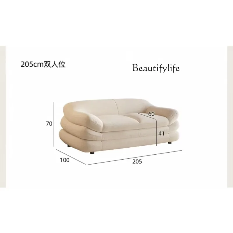Y Modern Simple Sun Sofa Cotton And Linen Fabric Three-person Straight Row Designer Wabi Sand Wind Sofa