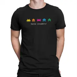 Space Invaders Shooting Video Game Hello invaders Tshirt Homme Men's Clothes Blusas T Shirt For Men