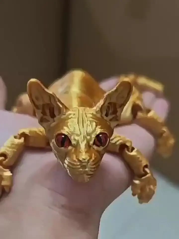 3D-gedrucktes Sphynx-Katzentiere-Spielzeug, realistische haarlose Figur, bewegliche Katze, Zappelspielzeug, Desktop-Dekorationen, Stressabbau-Spielzeug