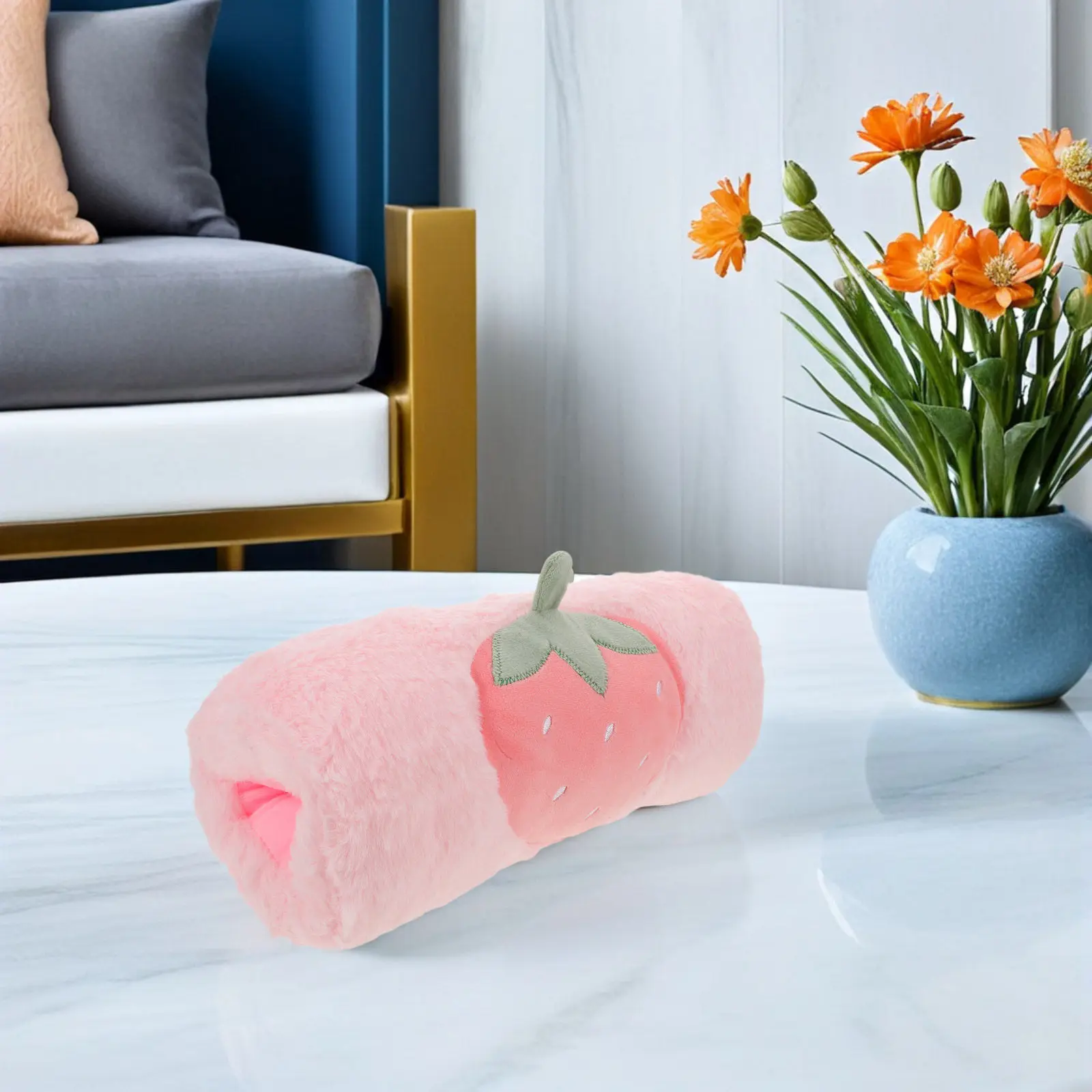 Winter Hand Warmer Pillow Strawberry Design Comfortable Portable Hand Muff Warming Sleeve Accessory for Women Girls Cold Weather