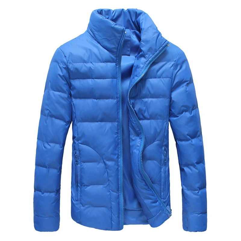 Chaqueta de algodón de gran tamaño con cuello levantado para hombre, abrigo cálido informal, acolchado a prueba de viento, Color sólido, Invierno