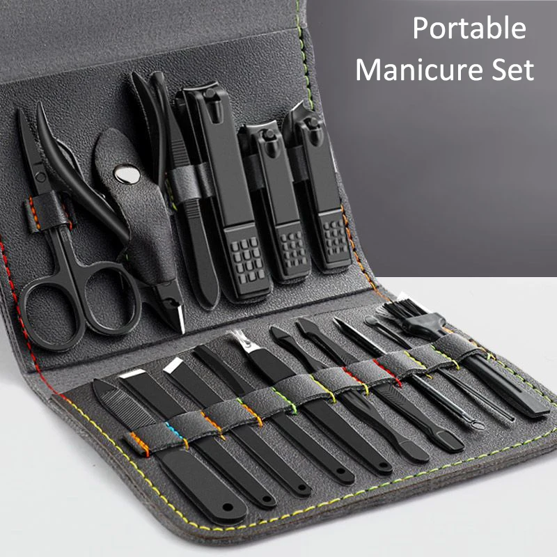 

Manicure Set 16 In 1 Professional Full Function Kit Stainless Steel Pedicure Sets With Leather Portable Case Idea Gift