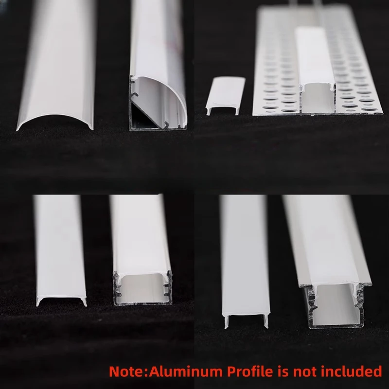 0.5m-10m LED Aluminum Profile Diffuser Black/White PC/Silicone Cover LED Strip Channel Flexible Replaceable Hard Bar Light Cover