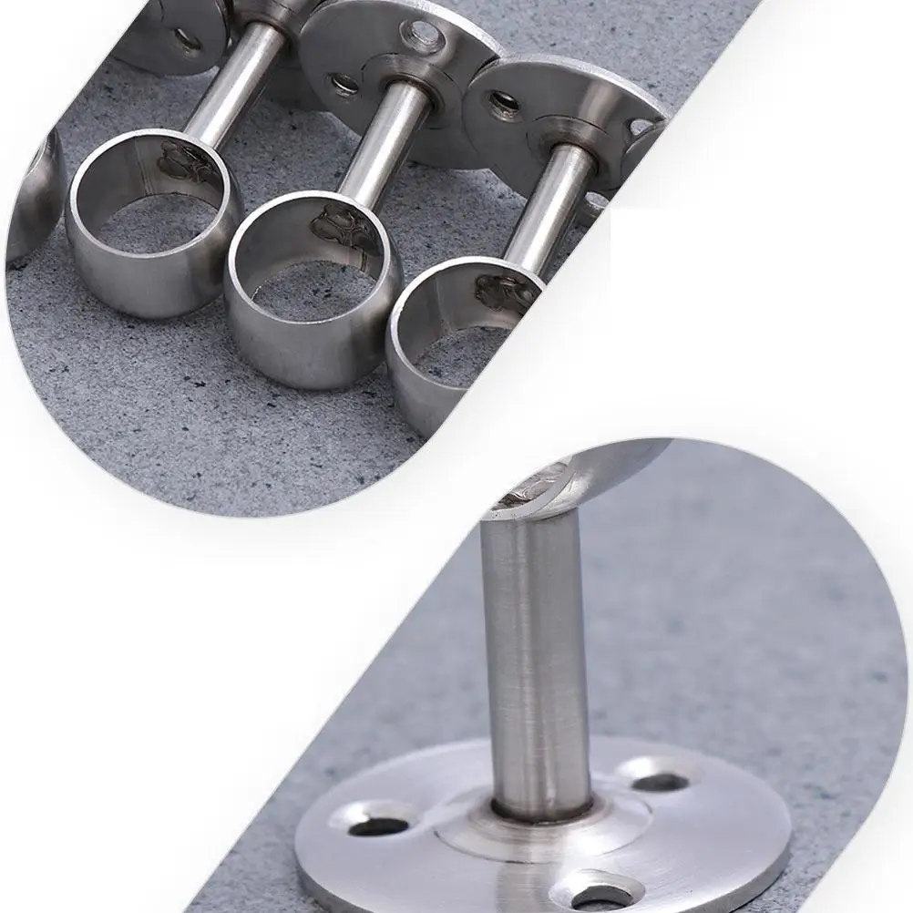 

4 Pcs Stainless Steel Clothes Rod Bracket Holder Socket Metal Closet Shower Curtain Wardrobe Pole Flange Fixture