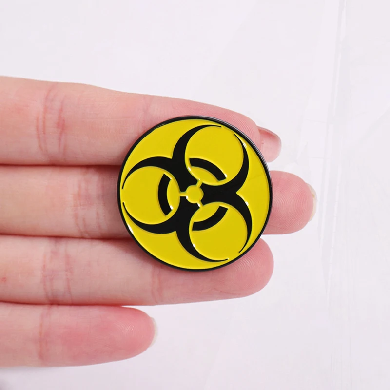 Biohazard and Infection Warning Custom  Pines Lapel Badges Jewelry Gift for Friends Danger Symbols Enamel  Brooch Radioactive