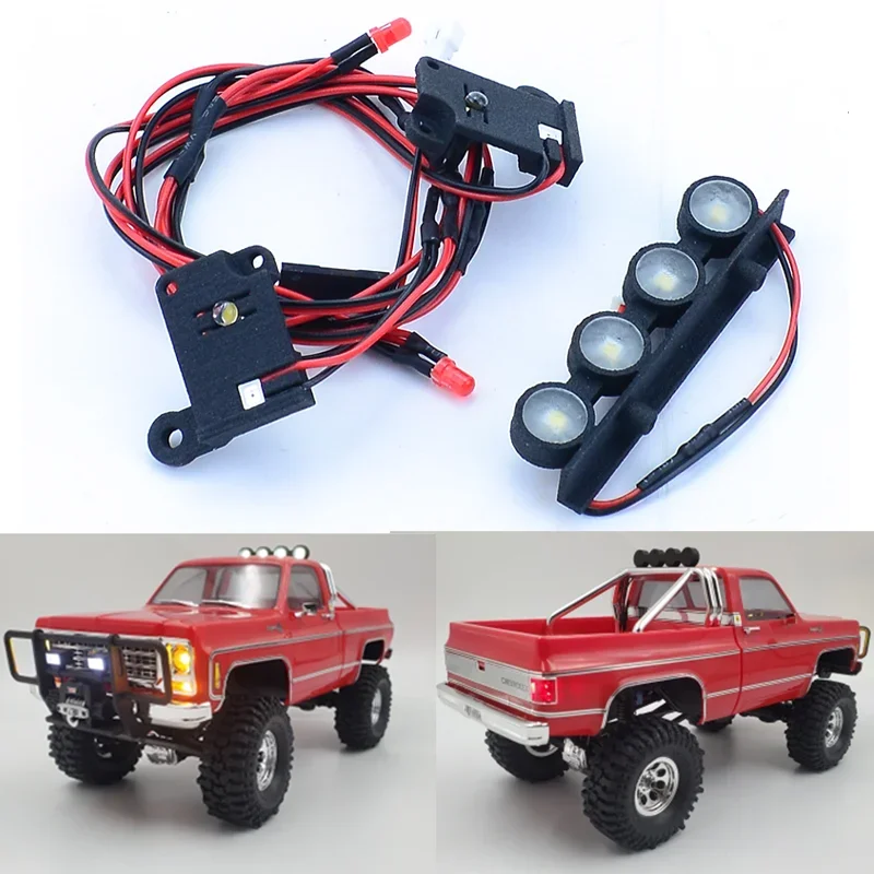 TRX4M LED Front and Rear Lights Roof Round Light for 1/18 RC Crawler Car Traxxas TRX4-M Chevrolet K10 Upgrade Accessories