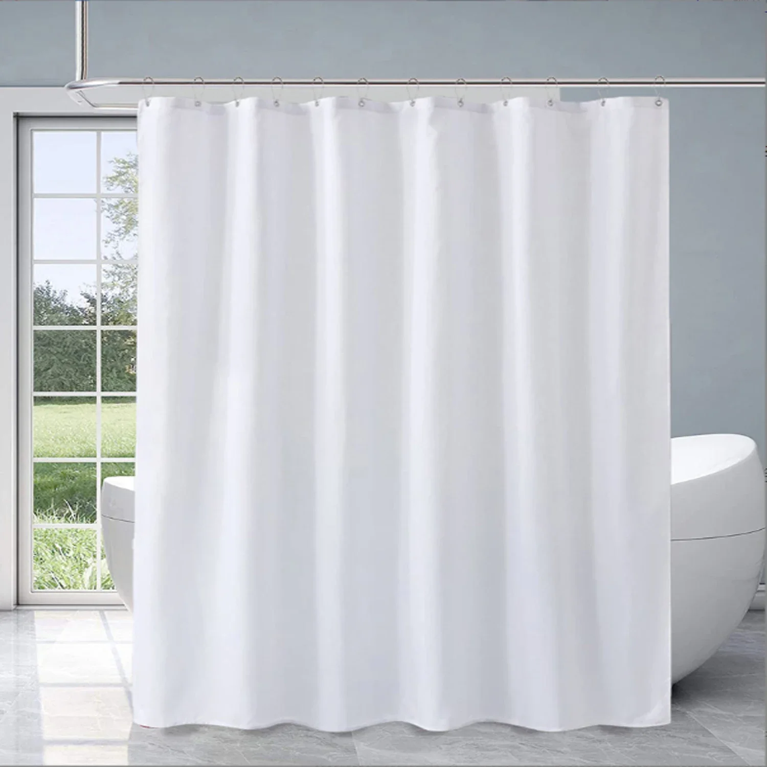 Hotel Bathroom Fabric White Heavy-duty Waterproof Shower Curtain 72 W X72 H