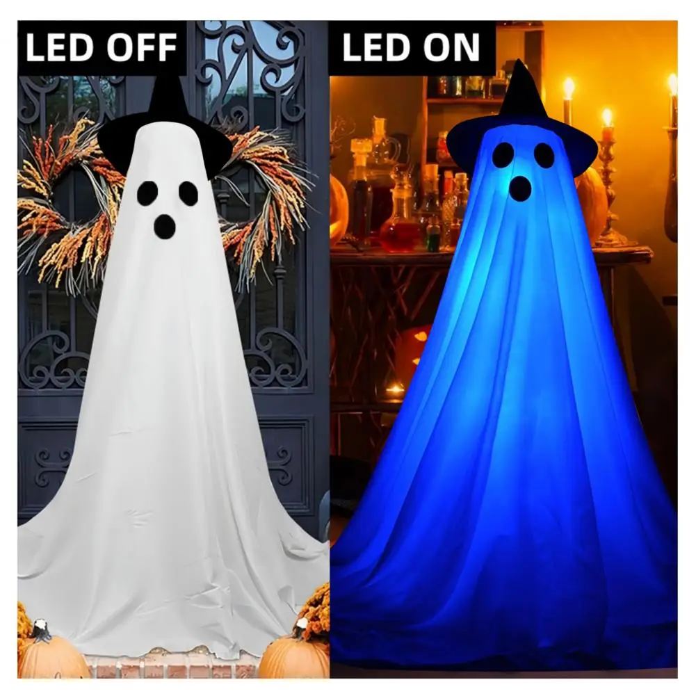 Waterproof Light Box Spooky Halloween Ghost Decorations for Front Porch Yard Outdoor Witch Hat Ghost for Garden for Haunted