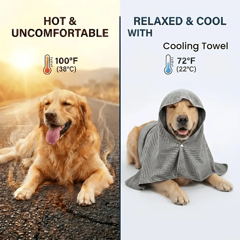 2-In-1 Dog Cooling Towel And Hat Set for All Dog Sizes -Instant Reusable Ice-Free Cooling System,Buckle-Designed for Hot Weather