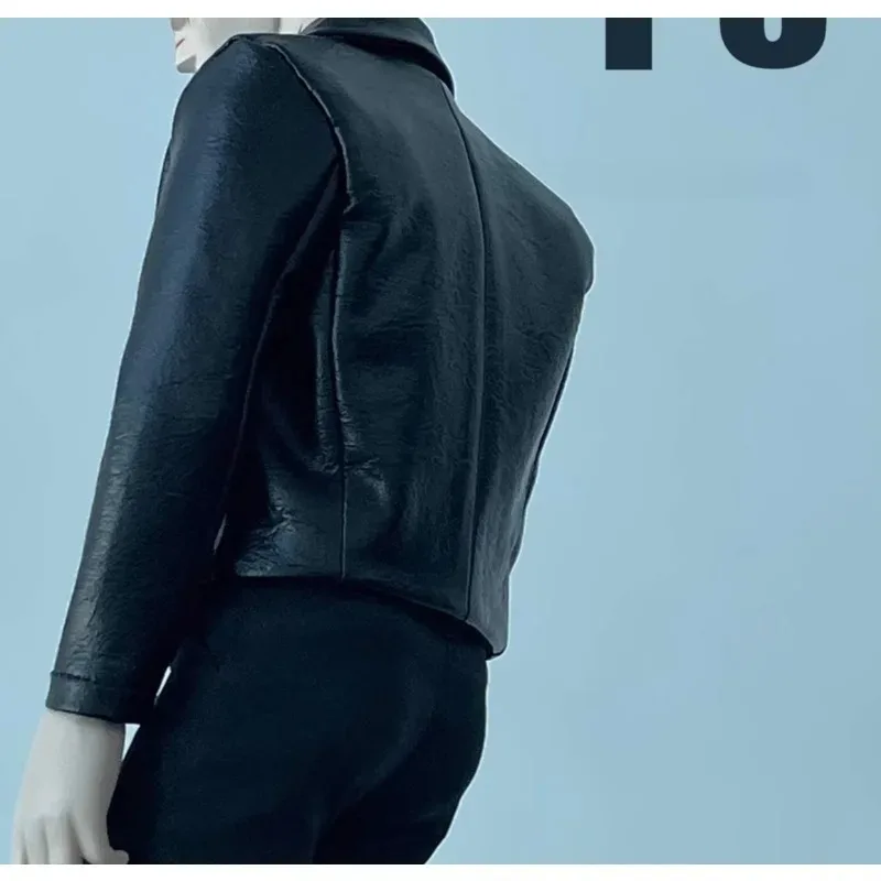 Nieuwe Collectie 1/6 Schaal Mannelijke Soldaat Mode Trendy Zwart Lederen Jas Tops Geen Lichaam voor Gebruikelijke 12 inch Slim Body Action Collectable